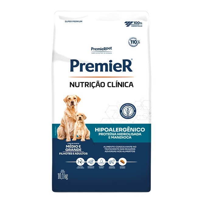 PREMIER NUTRIÇÃO CLINICA CAES HIPOALERGENICA HIDROLIZADA MEDIO/ GRANDE 10,1KG