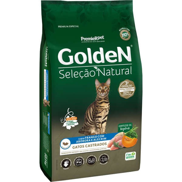 GOLDEN SELEÇÃO NATURAL GATOS ADULTOS CASTRADO ABOBORA 3KG