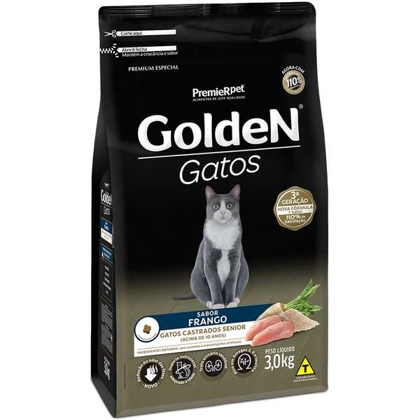 GOLDEN GATOS ADULTO CASTRADO SENIOR 3 KG