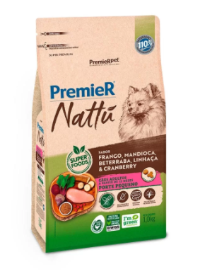 PREMIER NATTU CAES ADULTO RAÇA PEQUENA MANDIOCA 1KG