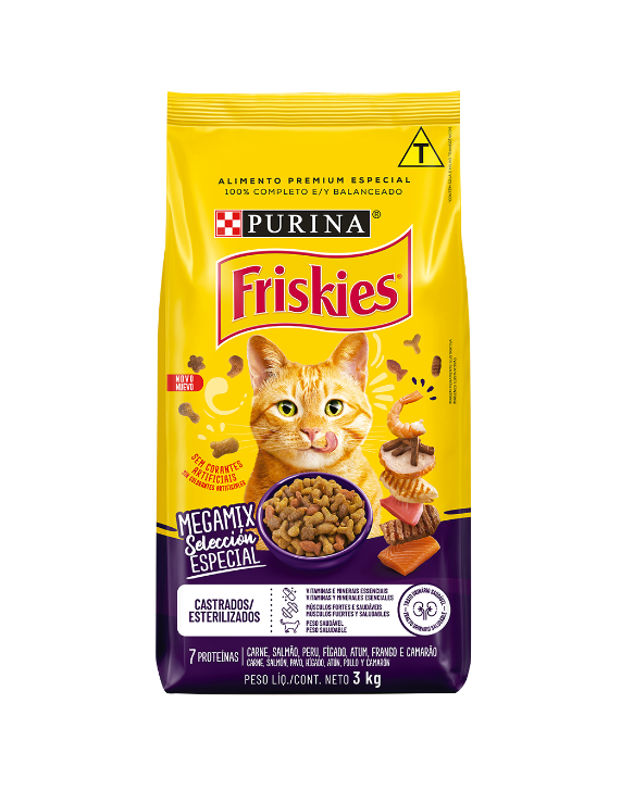 RAÇÃO FRISKIES GATOS CASTRADOS MEGAMIX 3 KG