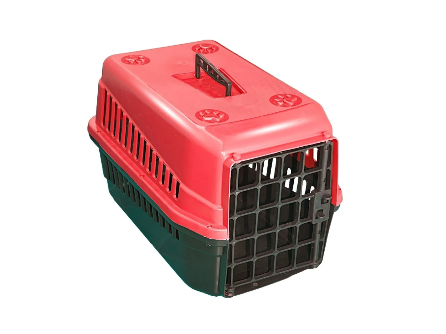 CAIXA DE TRANSPORTE  PARA CÃES E GATOS GRANDE VERMELHA N.3