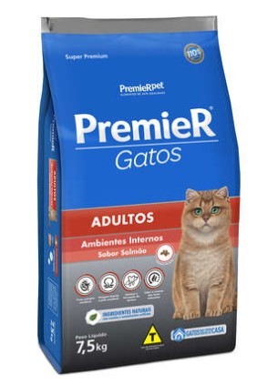 PREMIER AMBIENTES INTERNOS GATOS ADULTOS SALMAO 7,5KG