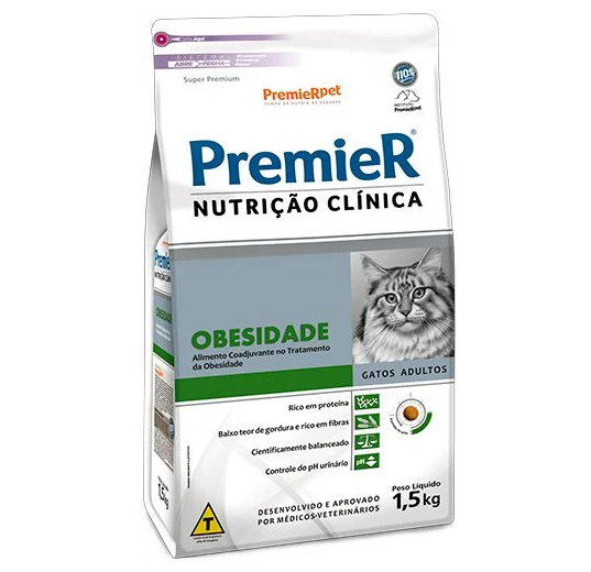 PREMIER NUTRIÇÃO CLIN GATOS OBES 1,5KG