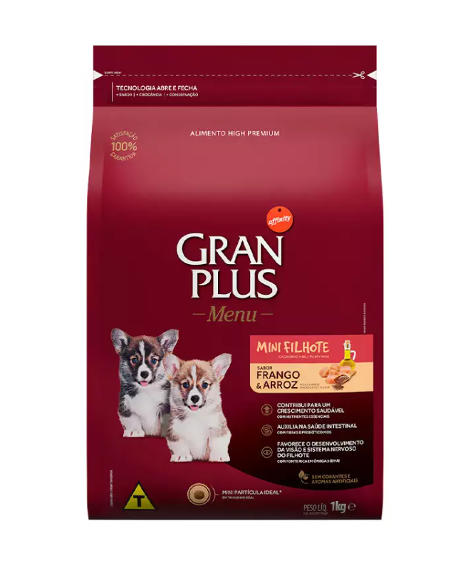 RAÇÃO GRAN PLUS MENU MINI FILHOTE FRANGO/ARROZ 1 KG