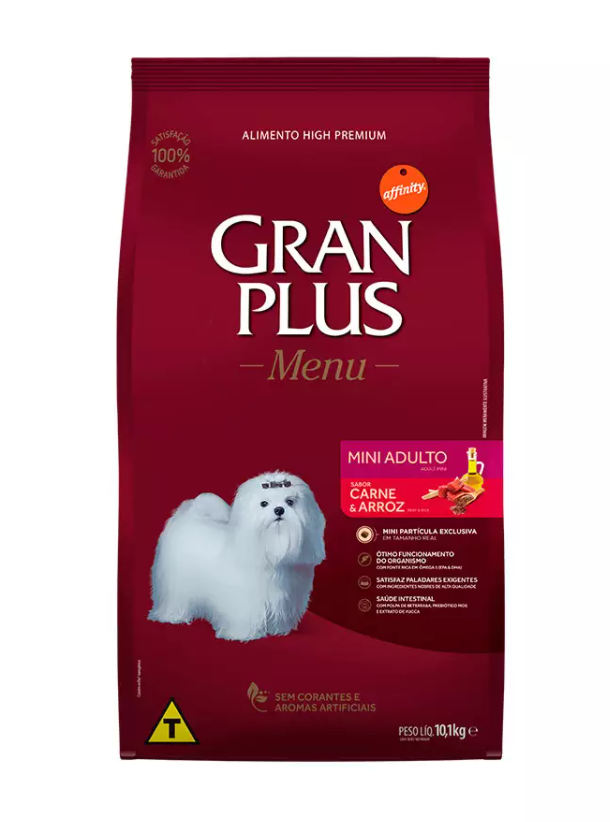 RAÇÃO GRAN PLUS MENU MINI AD CARNE/ARROZ 10,1KG