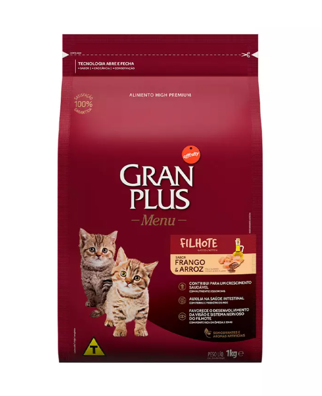 RAÇÃO GRAN PLUS GATO FILHOTE FRANGO/ARROZ 1 KG