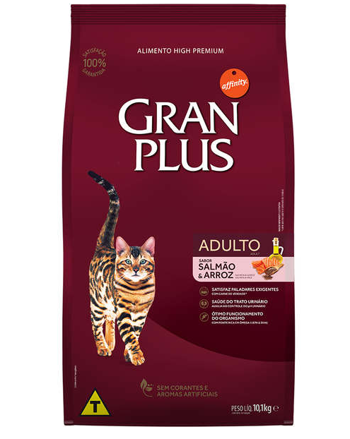 RAÇÃO GRAN PLUS GATO ADULTO SALMÃO/ARROZ 10,1KG