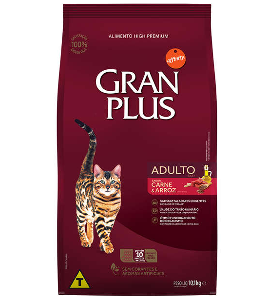 RAÇÃO GRAN PLUS ADULTO PACOTE INDIVIDUAL CARNE SC 10,1KG