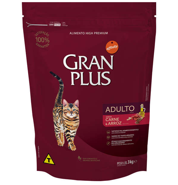 RAÇÃO GRAN PLUS GATO ADULTO CARNE 3KG