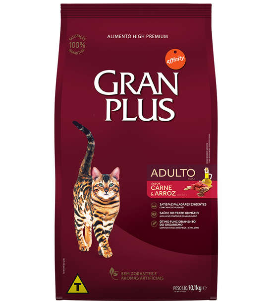 RAÇÃO GRAN PLUS GATOS ADULTO CARNE 10,1KG