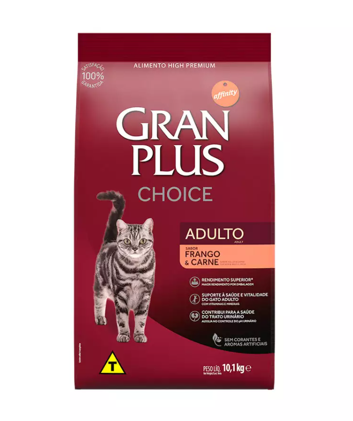 RAÇÃO GRAN PLUS CHOICE AD GATO FRANGO/CARNE SC 10,1KG