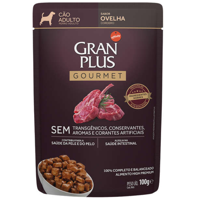 RAÇÃO GRAN PLUS ADULTO OVELHA SACHÊ 100 G