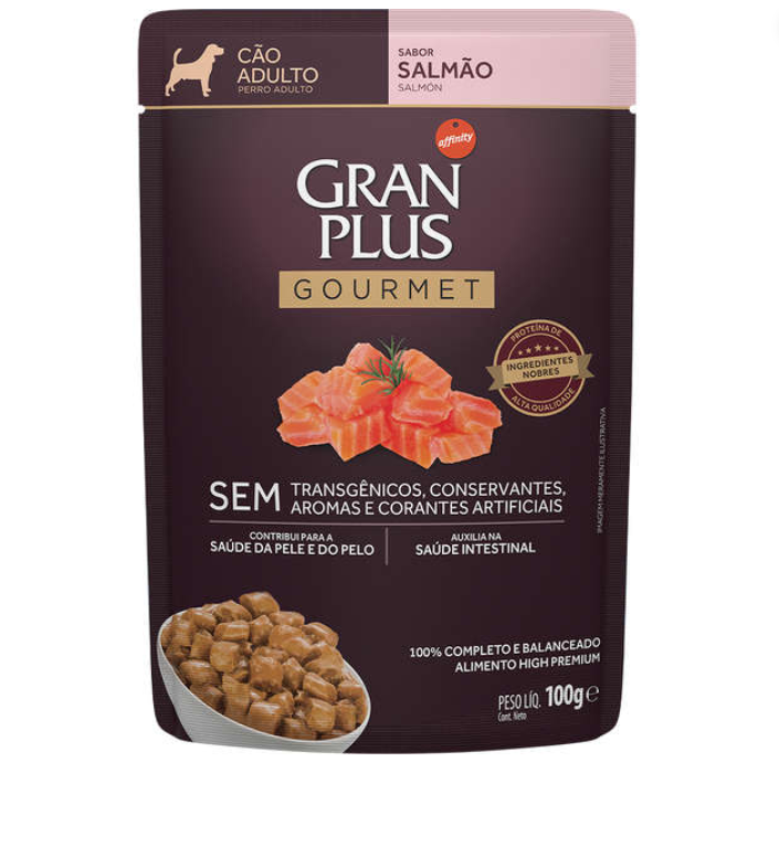 RAÇÃO GRAN PLUS MENU CAES ADULTO SALMÃO SACHÊ 100G