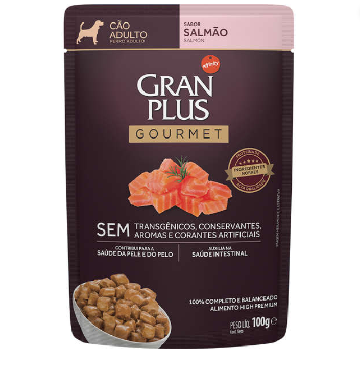 RAÇÃO GRAN PLUS MENU ADULTO SALMÃO SACHÊ 100G