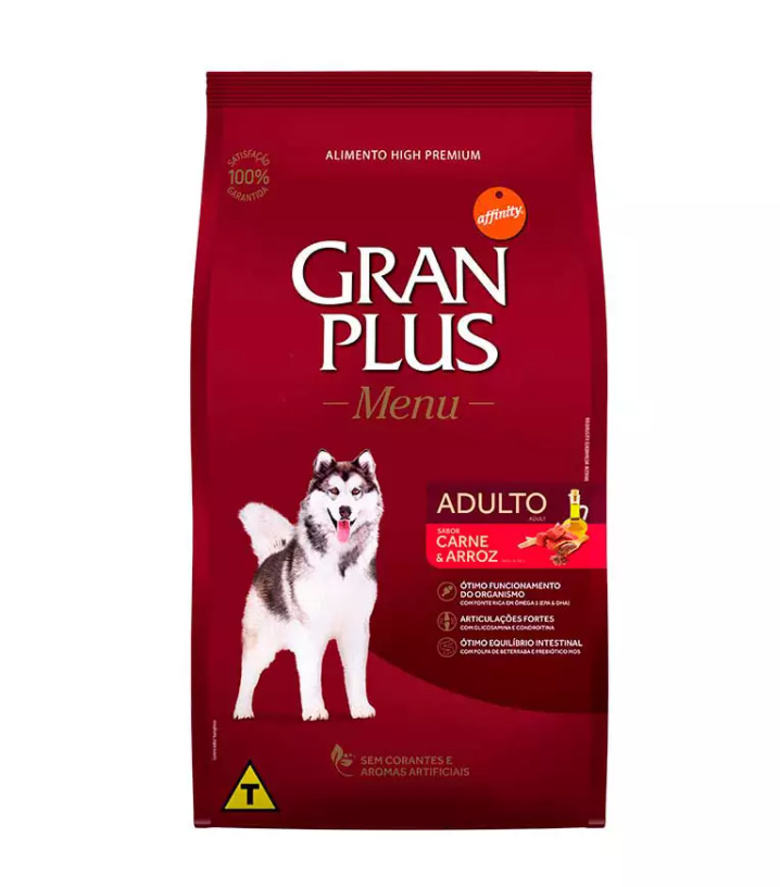 RAÇÃO GRAN PLUS MENU MÉDIO E GRANDE ADULTO CARNE/ARROZ SC 15KG