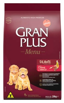 RAÇÃO GRAN PLUS MENU FILHOTE CARNE/ARROZ SC 20 KG