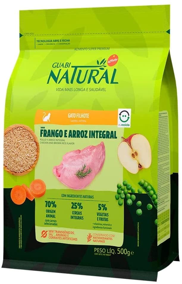 GUABI NATURAL GATOS FILHOTES FRANGO E ARROZ - 500g