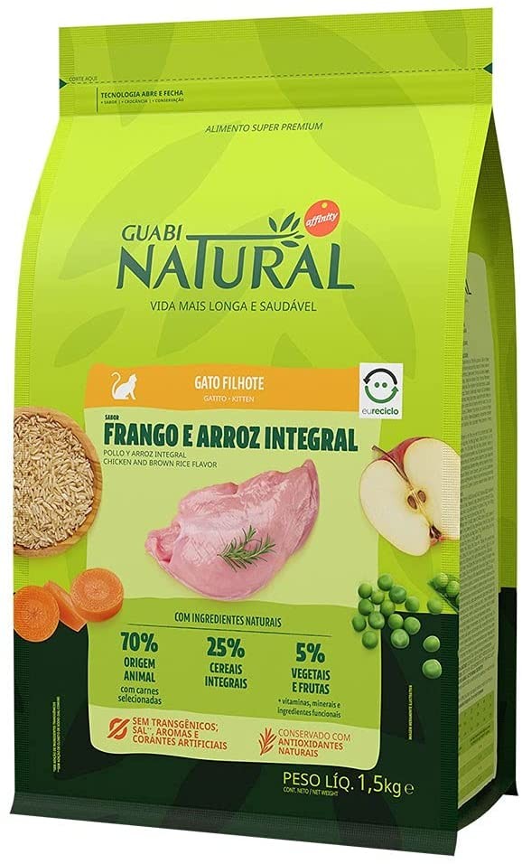 GUABI NATURAL GATOS FILHOTES FRANGO E ARROZ - 1,5kg