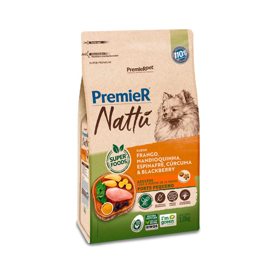 PREMIER NATTU CAES ADULTO RP MANDIOQUINHA  1 KG