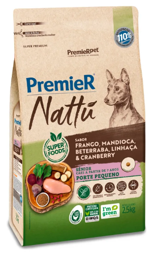 PREMIER NATTU CAES SENIOR MANDIOCA 2,5KG