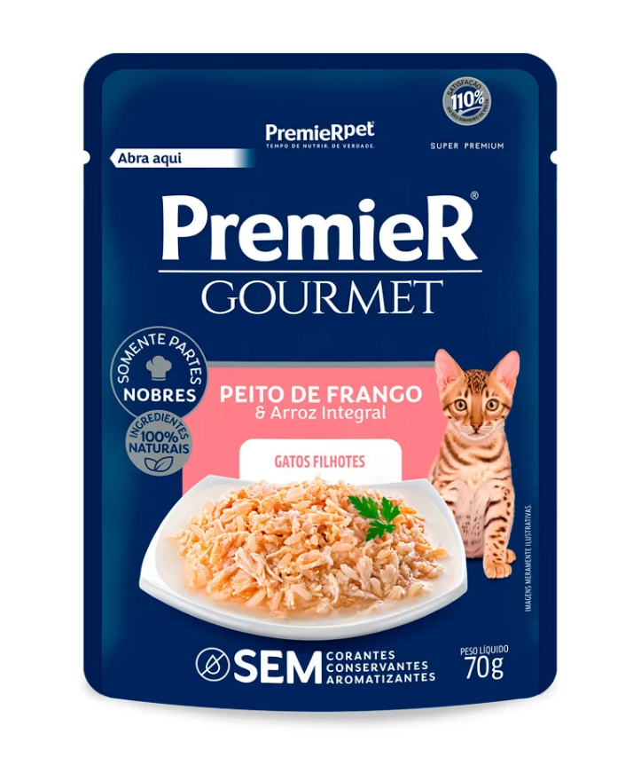 RAÇÃO ÚMIDA PREM GOURMET GATOS FIL FGO 70 G