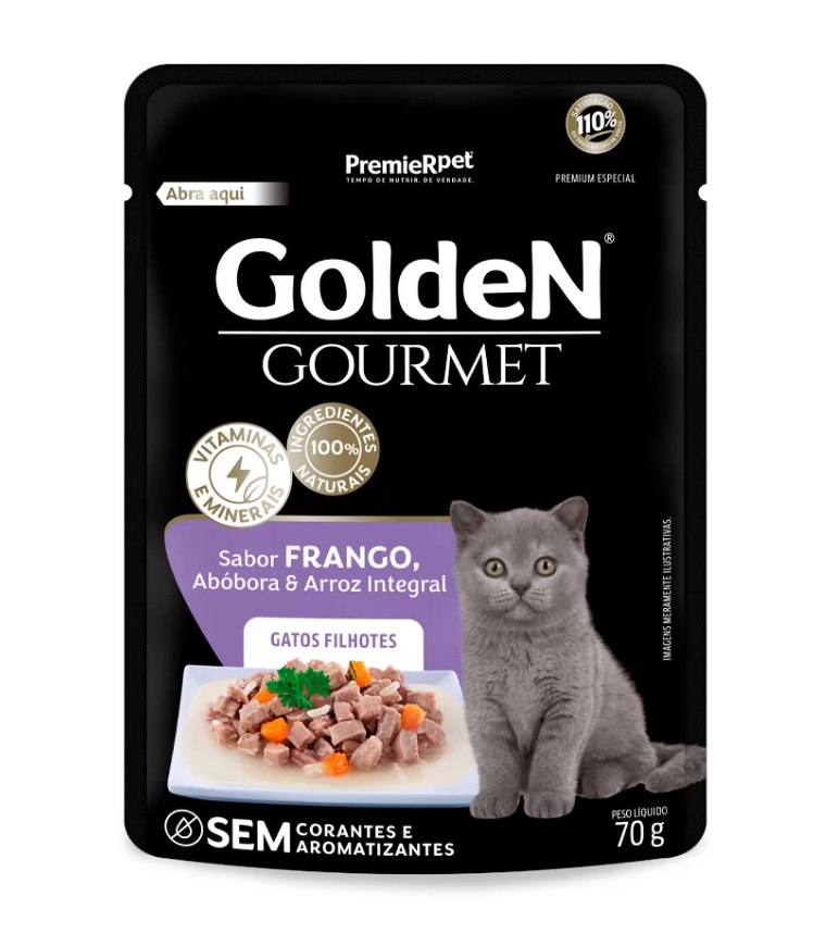 RAÇÃO ÚMIDA GOLDEN GOURMET GATOS FIL FGO 70 G