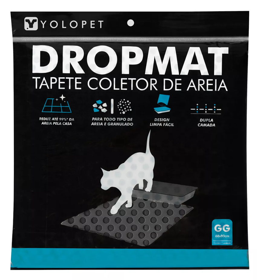 TAPETE PRETO CAIXA DE AREIA GATO  GG 68X80CM