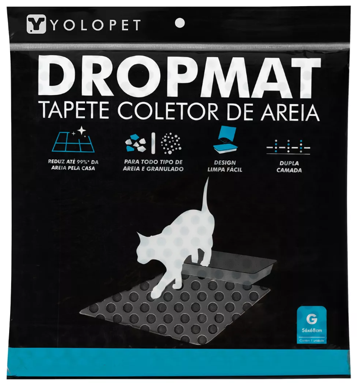TAPETE PRETO CAIXA DE AREIA GATO G  - 56X68CM