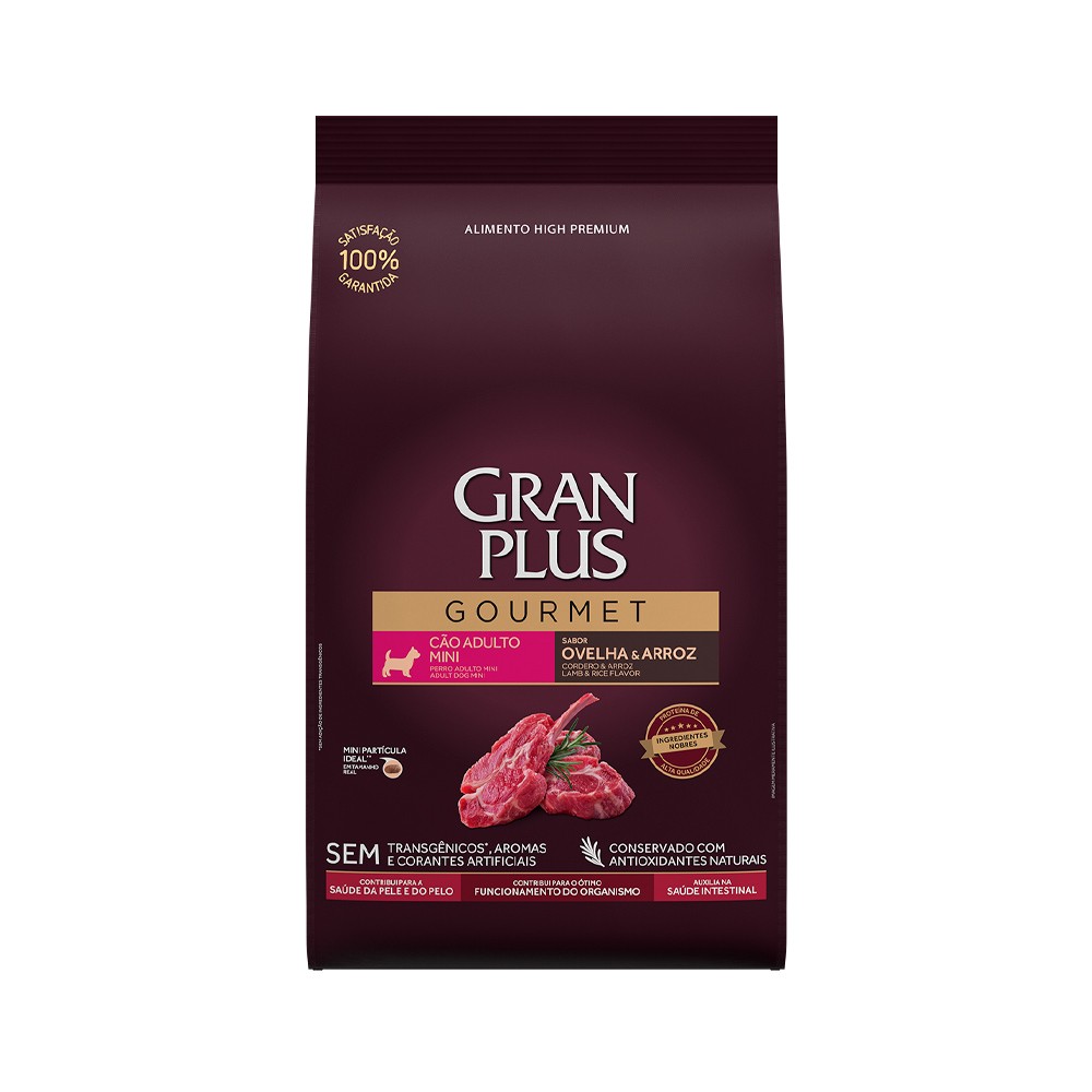 RAÇÃO GRAN PLUS GOURMET - CÃES ADULTO MINI, OVELHA ARROZ (15KG)