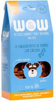 WOW PETISCO NATURAL PARA CAES  FRANGO COM CURCUMA 50G