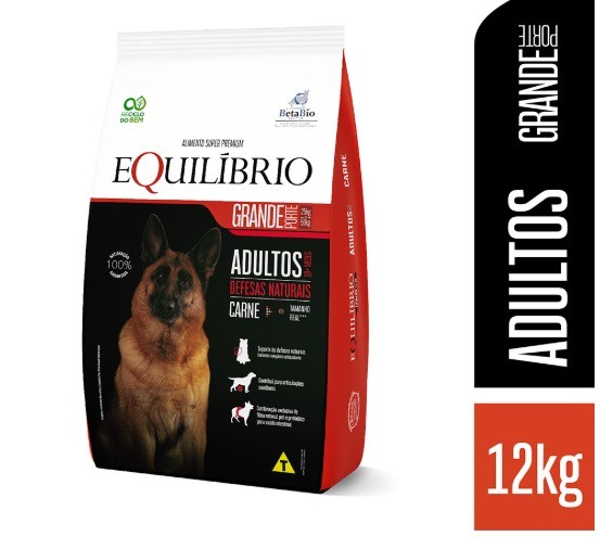 EQUILÍBRIO CÃES ADULTO  PORTE GRANDE CARNE 12KG