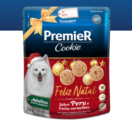 PREMIER COOKIE CAES AD NATAL 250G ED. LIMITADA