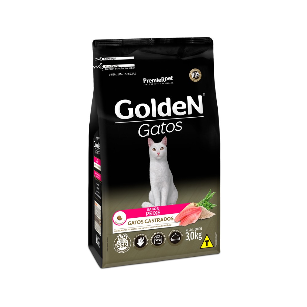 GOLDEN GATOS ADULTO CASTRADO PEIXE 3KG