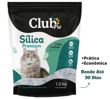 AREIA HIGIÊNICA SILICA PREMIUM 1,5KG CLUB