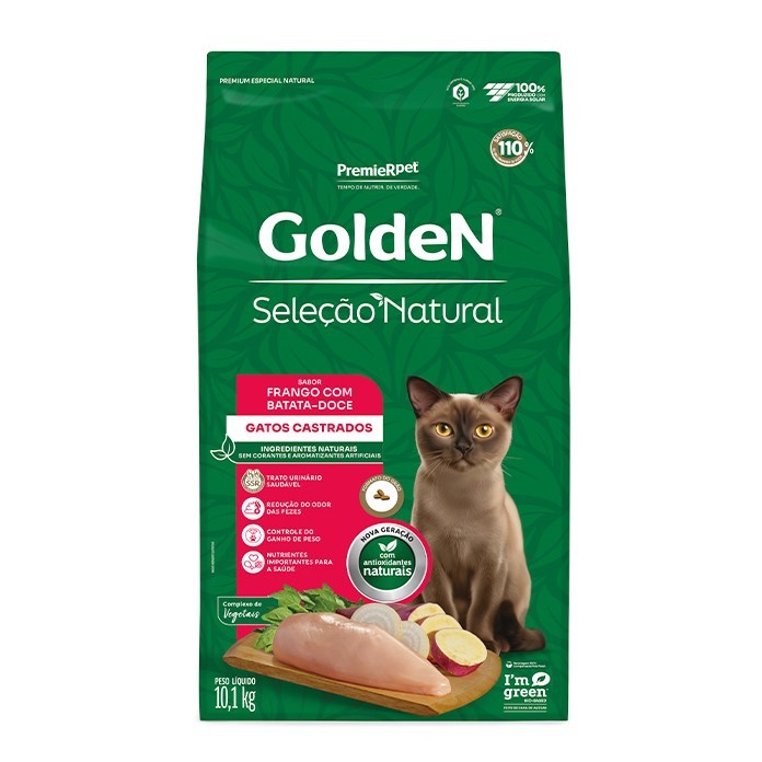 GOLDEN SELEÇÃO NATURAL - GATOS CASTRADOS BATATA DOCE (10,1KG)