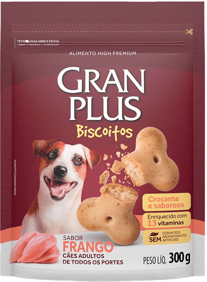 BISCOITO GRAN PLUS AD SABOR FRANGO 300GR