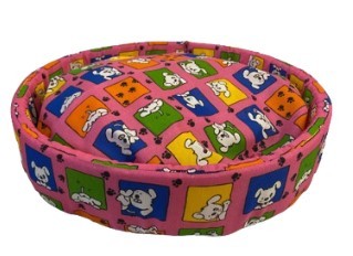 CAMA POP REDONDA M - DOGS COLORIDO COM ROSA