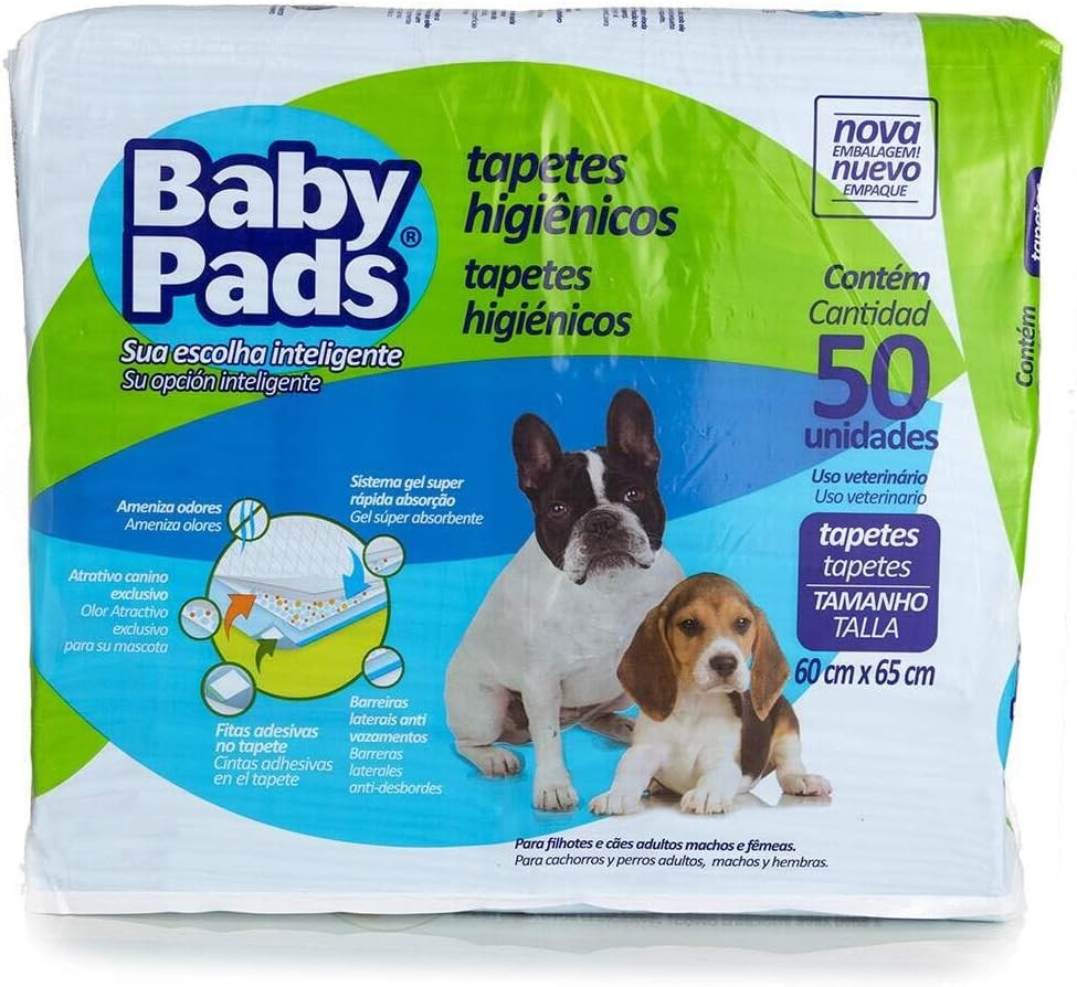 TAPETE HIGIENICO BABY PADS 60X65CM - 50 UNIDADES