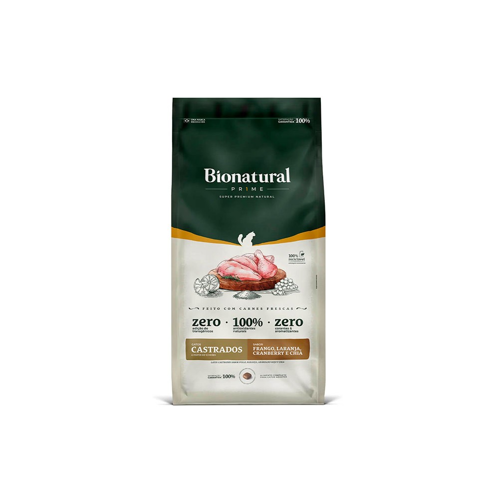 BIONATURAL GATOS CASTRADOS FRANGO 7,5KG