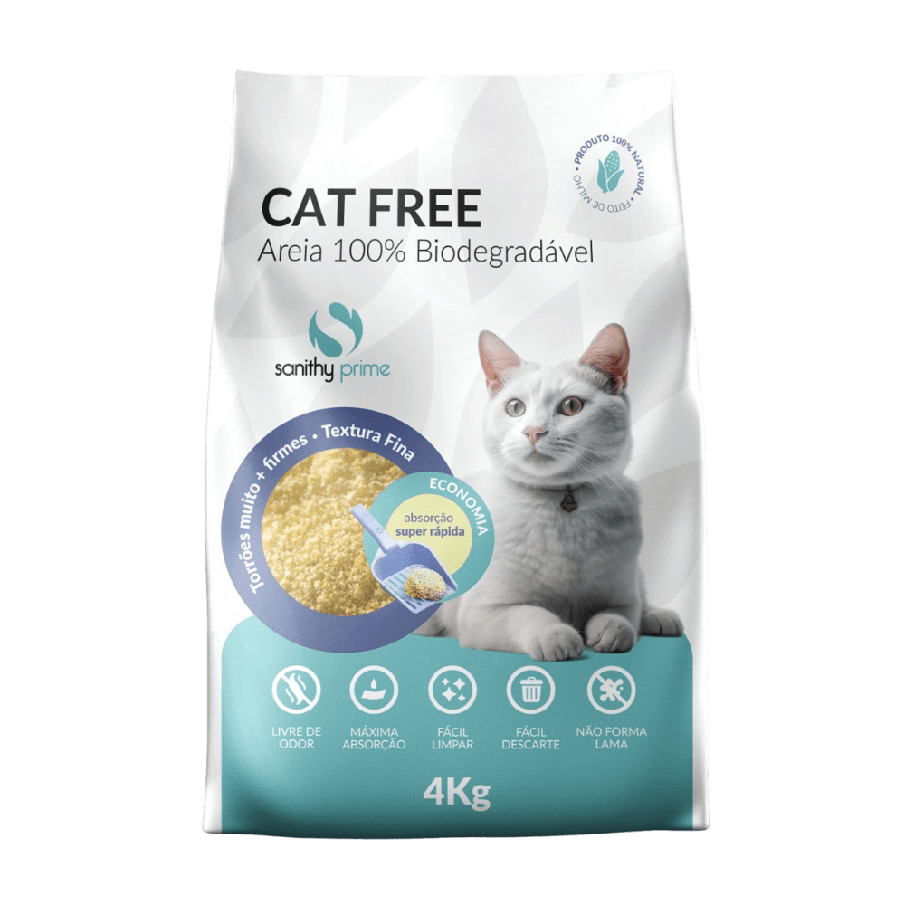 AREIA HIGIENICA CAT FREE GRAOS FINOS 4KG