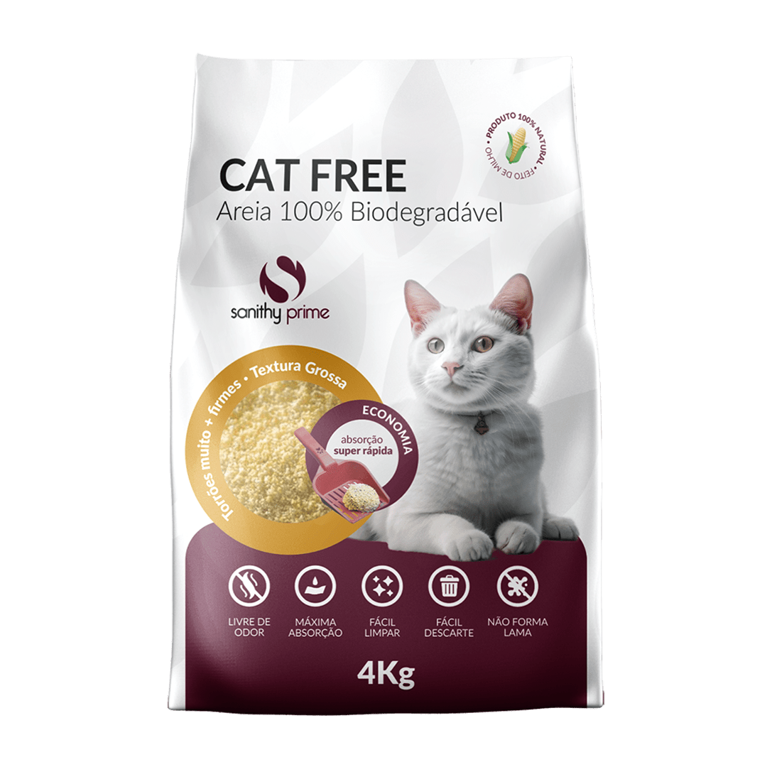 AREIA HIGIENICA CAT FREE GRAOS MEDIOS 4KG