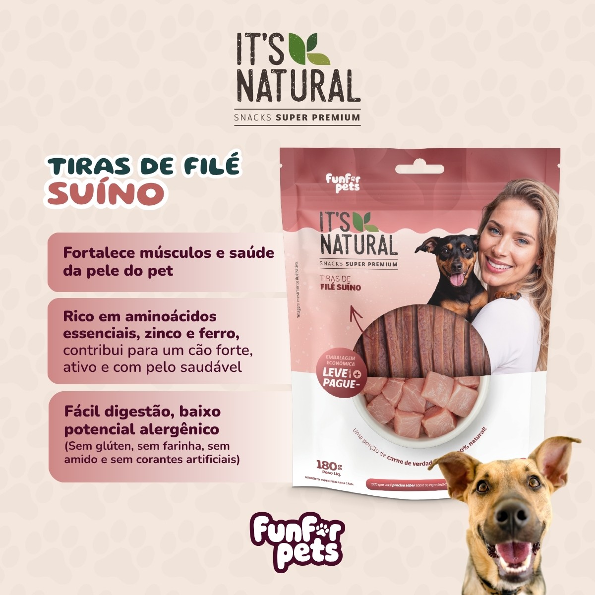 ITS NATURAL TIRAS DE FILE SUINO ECONOMICO 180g