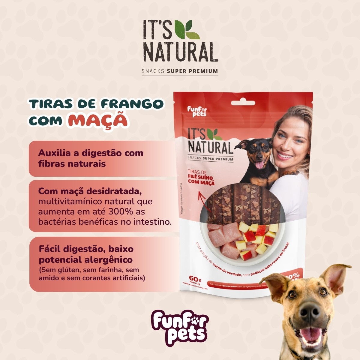 ITS NATURAL TIRAS DE FILE SUINO E MAÇA 60g