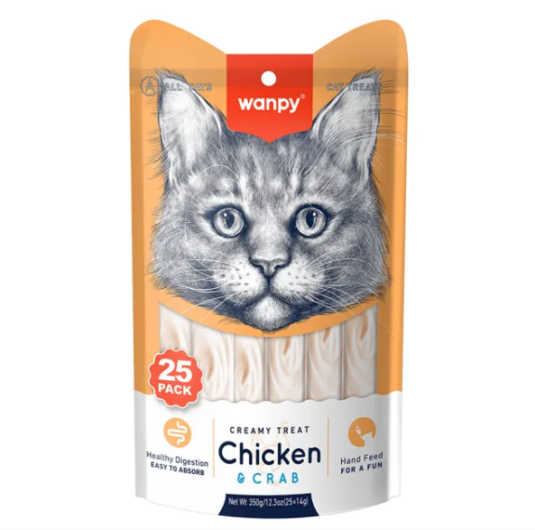 WANPY CREAMY FRANGO E CARANGUEIJO PACOTE 14GX25P