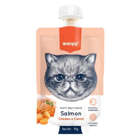 WANPY CREAMY SACHE DE SALMAO FRANGO E CENOURA 90G