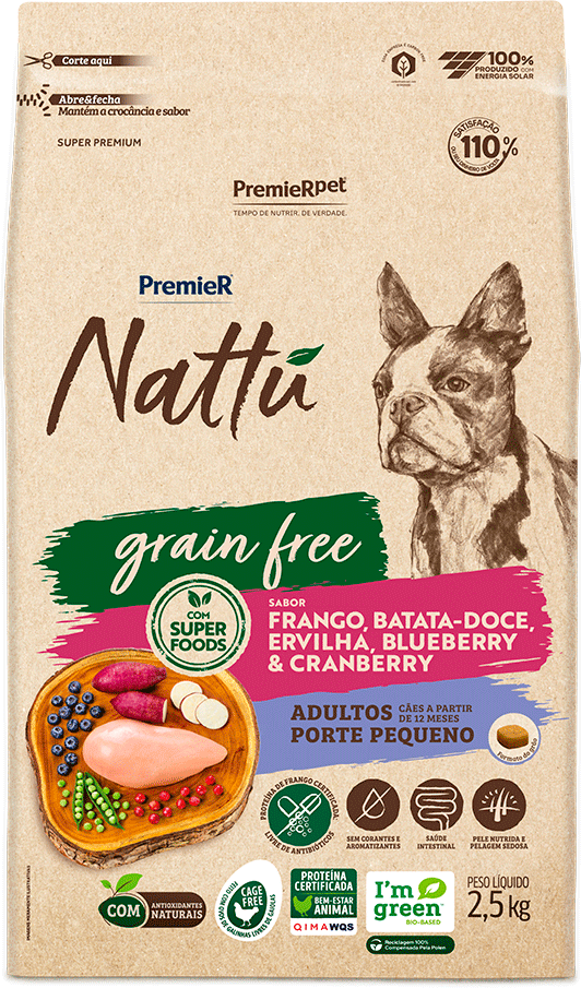 PREMIER NATTU GRAIN FREE, CÃES ADULTOS RAÇAS PEQUENAS (2,5KG)