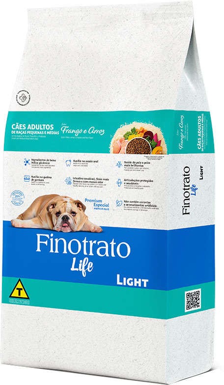 FINOTRATO LIFE LIGHT, FRANGO E ARROZ - ADULTOS RAÇA PEQUENA/MÉDIA (15KG)