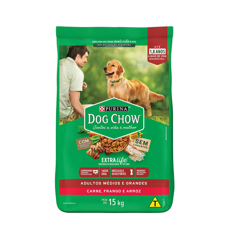 DOG CHOW ADULTOS FRANGO E ARROZ 15 KG BR