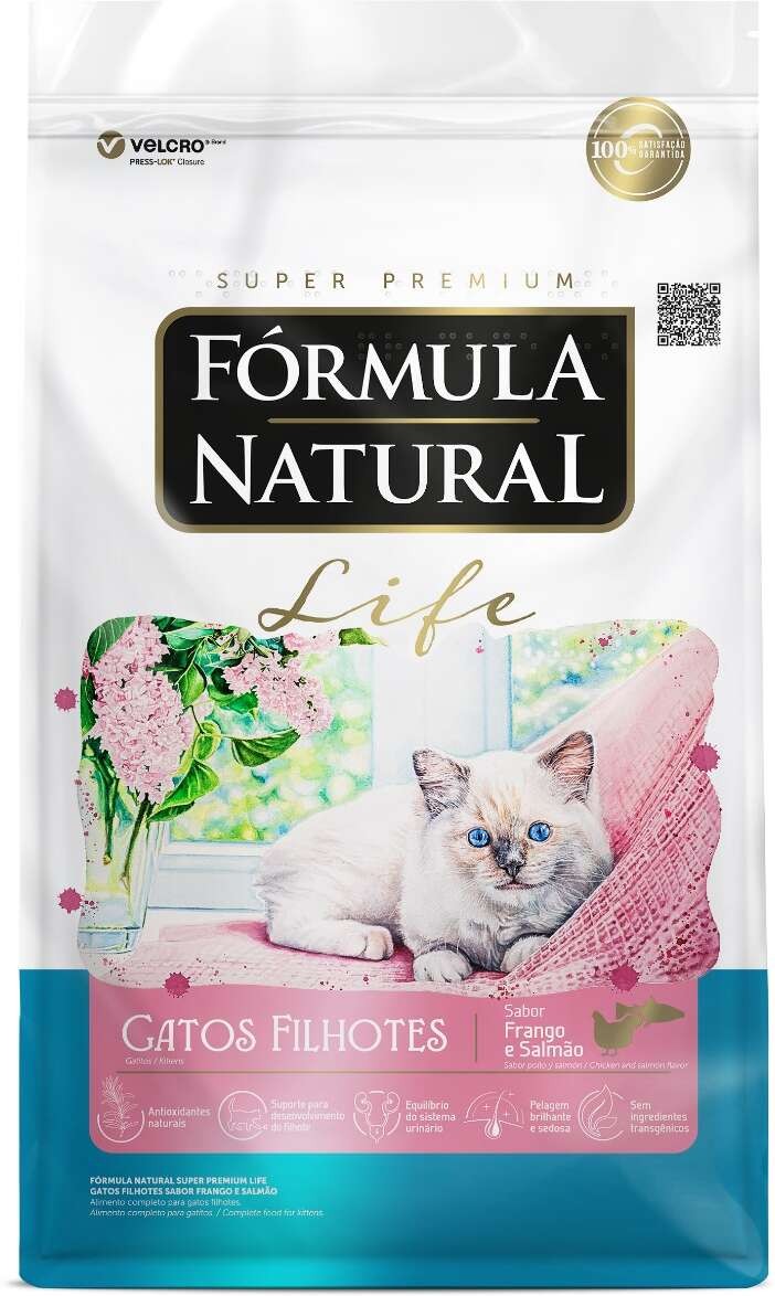 FÓRMULA NATURAL LIFE, GATOS FILHOTES FRANGO/SALMÃO (10,1KG)